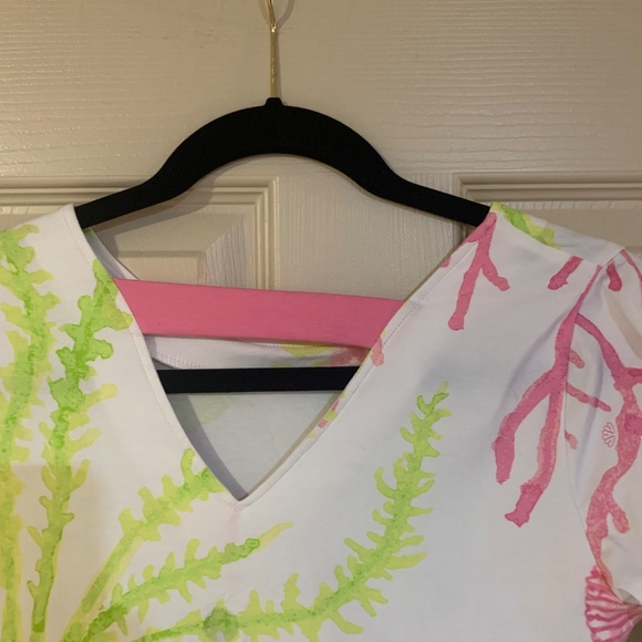 Ana Clare White/Pink/Green Print 3/4 Sleeve Dress Sz S - Picture 4 of 5